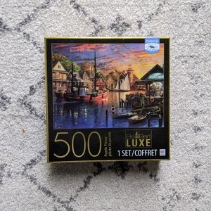 500 piece puzzle marina boats fishing sunset gift